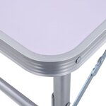 vidaXL Table pliable de camping Blanc Aluminium 60x45 cm