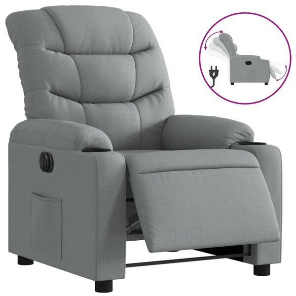 vidaXL Fauteuil inclinable électrique Gris clair Tissu