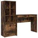 vidaXL Bureau avec rangement Chêne fumé Bois d'ingénierie