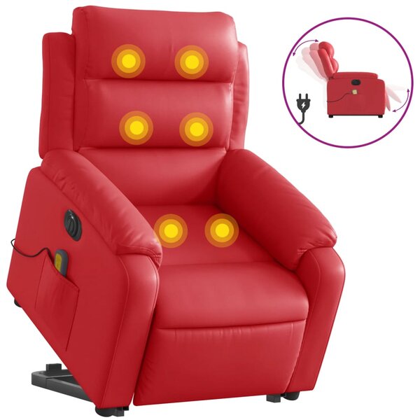 vidaXL Fauteuil inclinable de massage électrique rouge similicuir