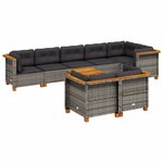 vidaXL Salon de jardin 9 Pièces avec coussins gris résine tressée