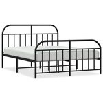 vidaXL Cadre de lit métal sans matelas avec pied de lit noir 150x200cm