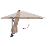 vidaXL Parasol de jardin mural avec LEDs Taupe 248 cm
