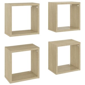 vidaXL Étagères cube murales 4 Pièces Chêne sonoma 26x15x26 cm