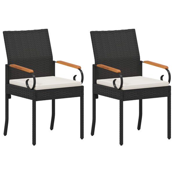 vidaXL Chaises de jardin 2 pc Noir et blanc crème