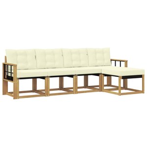 vidaXL Ensemble de canapés d'extérieur 5 pc Blanc et crème