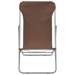 vidaXL Chaises de plage pliables lot de 2 Acier et tissu oxford Marron