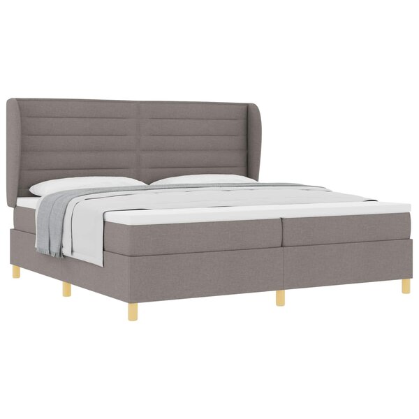vidaXL Lit à ressorts avec matelas Taupe 200 x 200 cm tissu