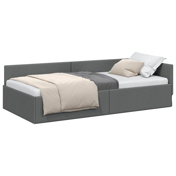 vidaXL Cadre de lit d'angle Gris foncé 80 x 200 cm tissu