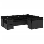 vidaXL Salon de jardin 10 Pièces avec coussins noir résine tressée