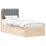 vidaXL Cadre de lit avec tête de lit rembourrée Gris clair 75 x 190 cm