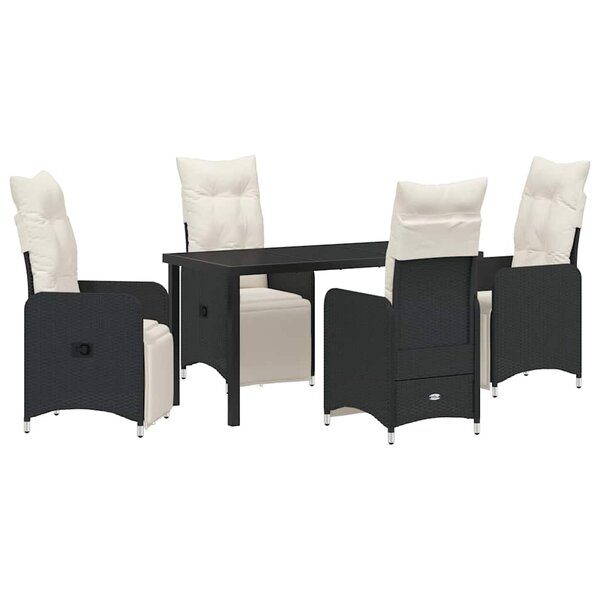 vidaXL Ensemble de salle à manger pour jardin 5 Pièces Noir polyrotin