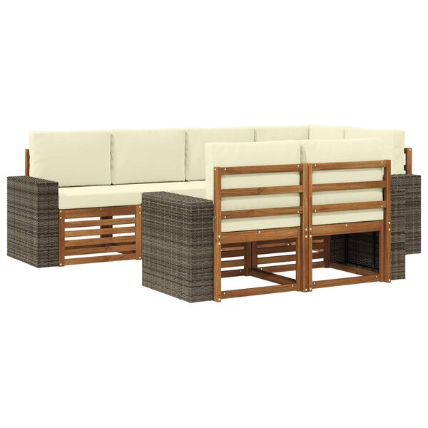 vidaXL Ensemble de canapé d'angle avec coussin 7 Pièces Naturel et Crème