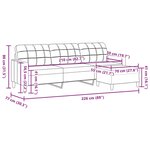 vidaXL Canapé à 3 places avec repose-pieds Rouge bordeaux 210 cm Tissu