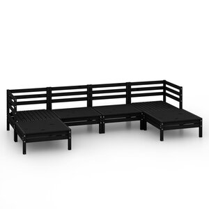 Salon de jardin meuble d'extérieur ensemble de mobilier 6 pièces noir bois de pin massif 02_0017044