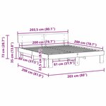vidaXL Cadre de lit Marron cire 200 x 200 cm Bois massif en pin