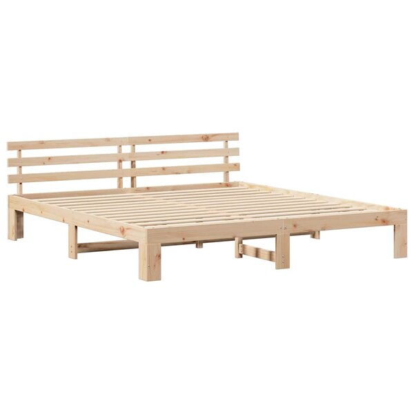 vidaXL Cadre de lit Marron 200 x 200 cm Bois de pin massif
