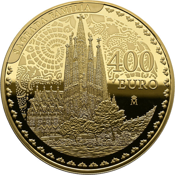 Pièce de monnaie en Or 400 Euro g 27 Millésime 2026 Antoni Gaudi SAGRADA FAMILIA (PRÉCOMMANDE)