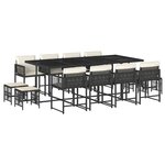 vidaXL Ensemble à manger de jardin 13 Pièces coussins noir résine tressée