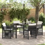 vidaXL Ensemble de salle à manger de jardin de 5 pièces avec coussins noir rattan poly