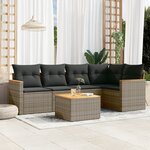vidaXL Salon de jardin 6 Pièces avec coussins gris résine tressée