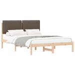 vidaXL Cadre de lit avec tête de lit rembourrée Taupe 135 x 190 cm