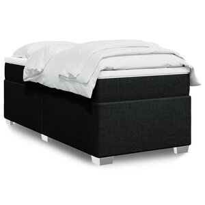 vidaXL Sommier à lattes de lit avec matelas Noir 90x190 cm Tissu