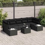 vidaXL Ensemble de canapé de jardin 8 Pièces Noir 55 x 55 x 37 cm