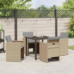 vidaXL Ensemble de salle à manger pour jardin 5 Pièces Beige polyrotin