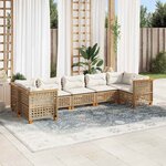 vidaXL Salon de jardin avec coussins 7 Pièces beige résine tressée
