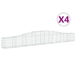 vidaXL Paniers à gabions arqués 4 Pièces 400x30x40/60 cm Fer galvanisé