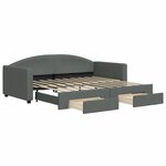 vidaXL Lit de jour avec gigogne et tiroirs gris foncé 90x190 cm tissu