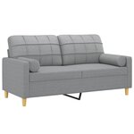 vidaXL Canapé 2 places avec oreillers gris clair 140 cm tissu
