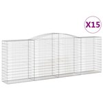 vidaXL Paniers à gabions arqués 15 Pièces 400x50x140/160 cm Fer galvanisé