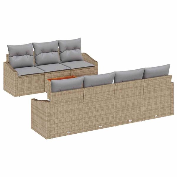 vidaXL Ensemble de canapé de jardin 8 Pièces Beige Poly rotin