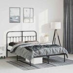 vidaXL Cadre de lit métal sans matelas avec tête de lit noir 135x190cm