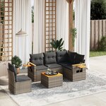 vidaXL Salon de jardin 6 Pièces avec coussins gris résine tressée