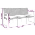 vidaXL Banc de jardin à 3 places avec coussins marron PP rotin
