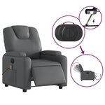vidaXL Fauteuil de massage inclinable électrique gris similicuir