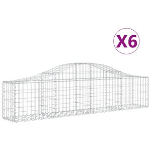 vidaXL Paniers à gabions arqués 6 Pièces 200x30x40/60 cm Fer galvanisé