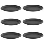vidaXL Plateau à fleurs rond 6 Pièces Noir Ø 14 x 2 cm Plastique