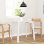 vidaXL Table à manger blanc bois massif et caoutchouc