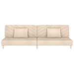 vidaXL Canapé-lit à 2 places avec deux oreillers crème tissu