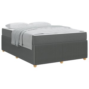 vidaXL Cadre de lit avec matelas Gris foncé 140 x 200 cm tissu