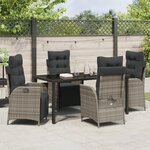 vidaXL Ensemble de salle à manger de jardin 5 pièces en rattan poly gris