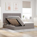 vidaXL Lit de rangement LED avec matelas Taupe 180 x 200 cm Tissu