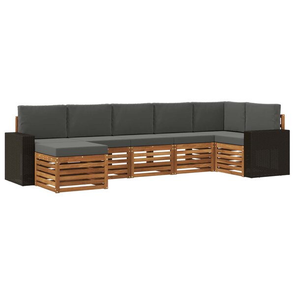vidaXL Ensemble de canapés d'extérieur 7 pc Naturel et Anthracite