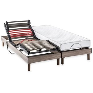 Ensemble matelas + sommier relaxation électrique 2 x 80 x 200 cm - Matelas mousse