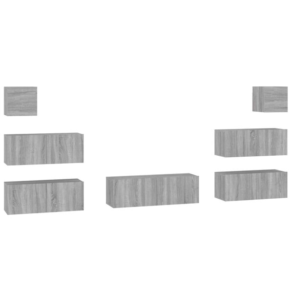 vidaXL Ensemble de meubles TV 7 Pièces Sonoma gris Bois d'ingénierie