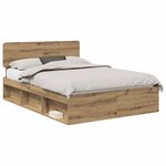 vidaXL Cadre de lit Chêne artisan 150 x 200 cm Pin massif